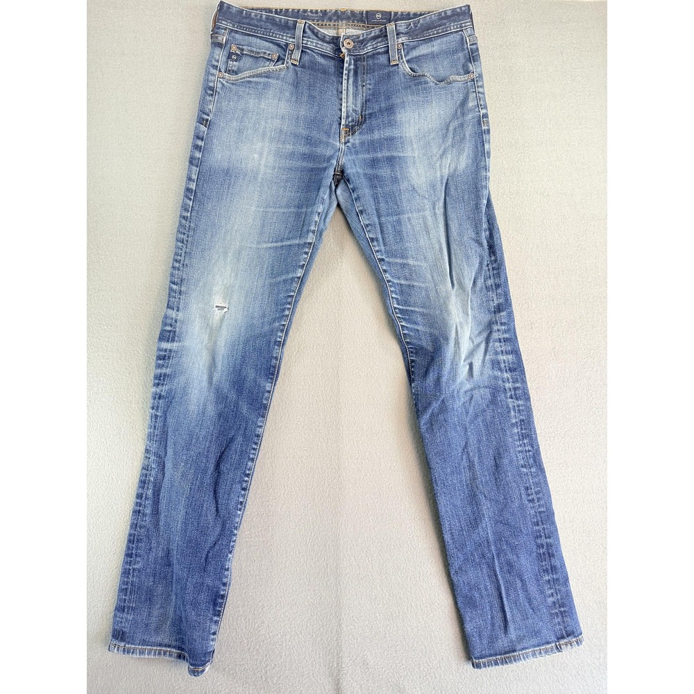 AG Adriano Goldschmied Jeans Mens 34x34 Blue Regular Straight Stretch Denim